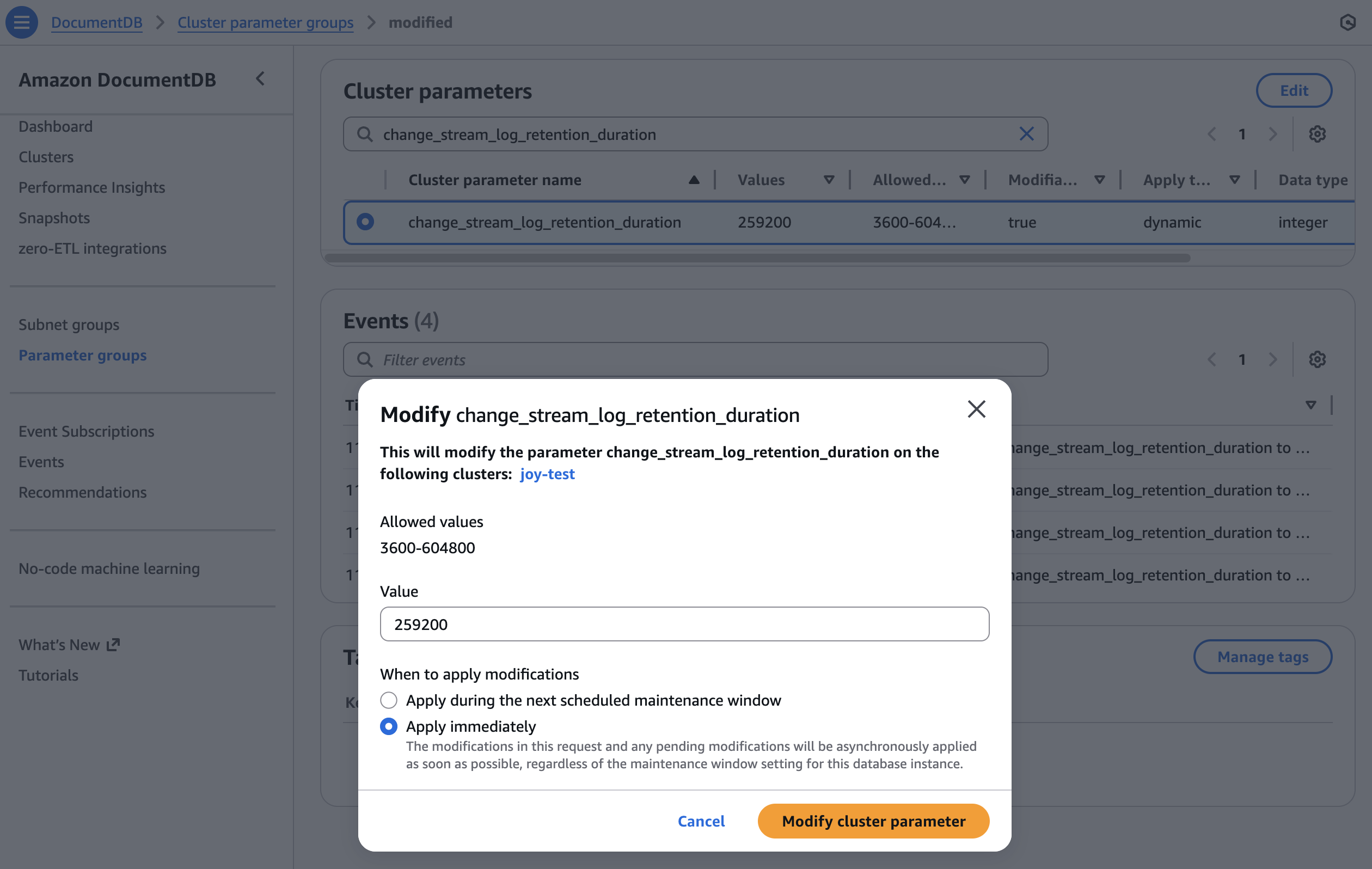 Применение группы пар�аметров